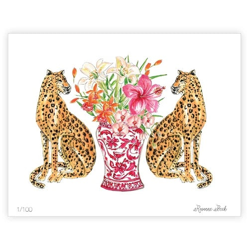 Roseanne Beck Cheetah & Ginger Jar 11x14