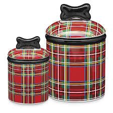 Dog Treat Jar Plaid - Medium