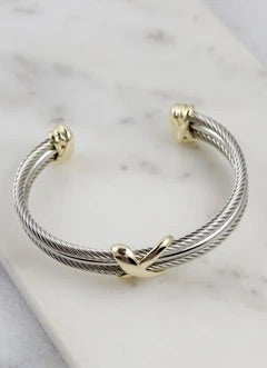 Three Row Cable Bracelet Gold-Silver