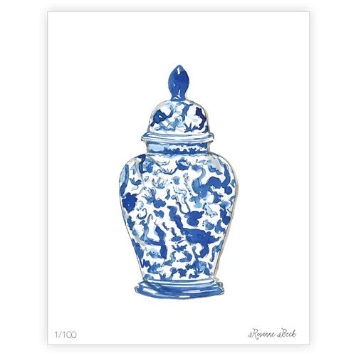 Roseanne Beck Blue Ginger Jar 11x14 framable artwork