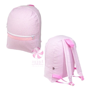 Pink Seersucker Medium Backpack