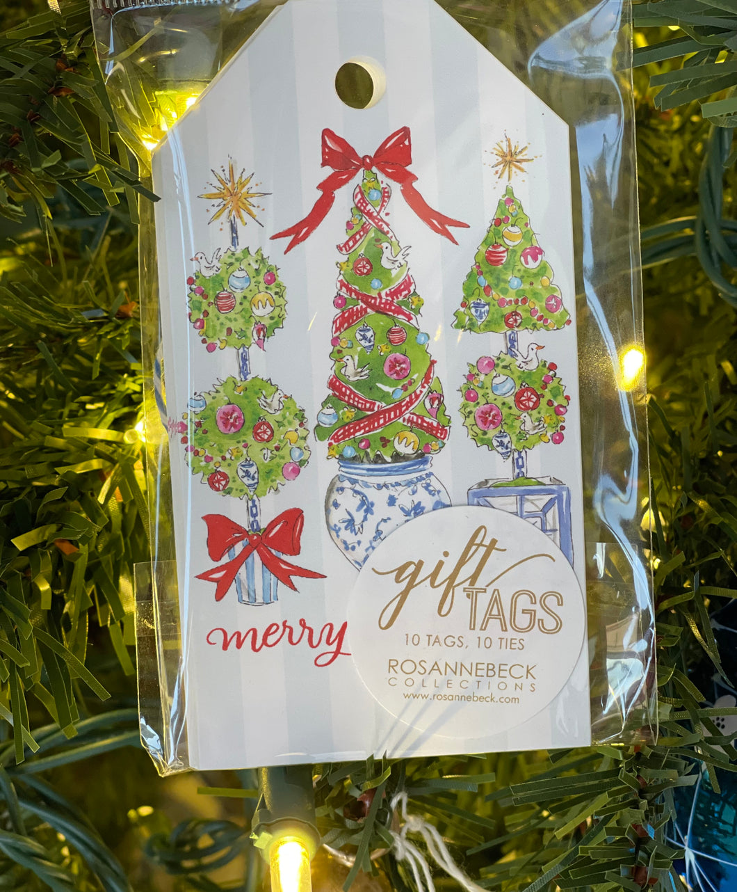 Merry & Bright Hand Painted Topiaries Gift Tags (10 each)