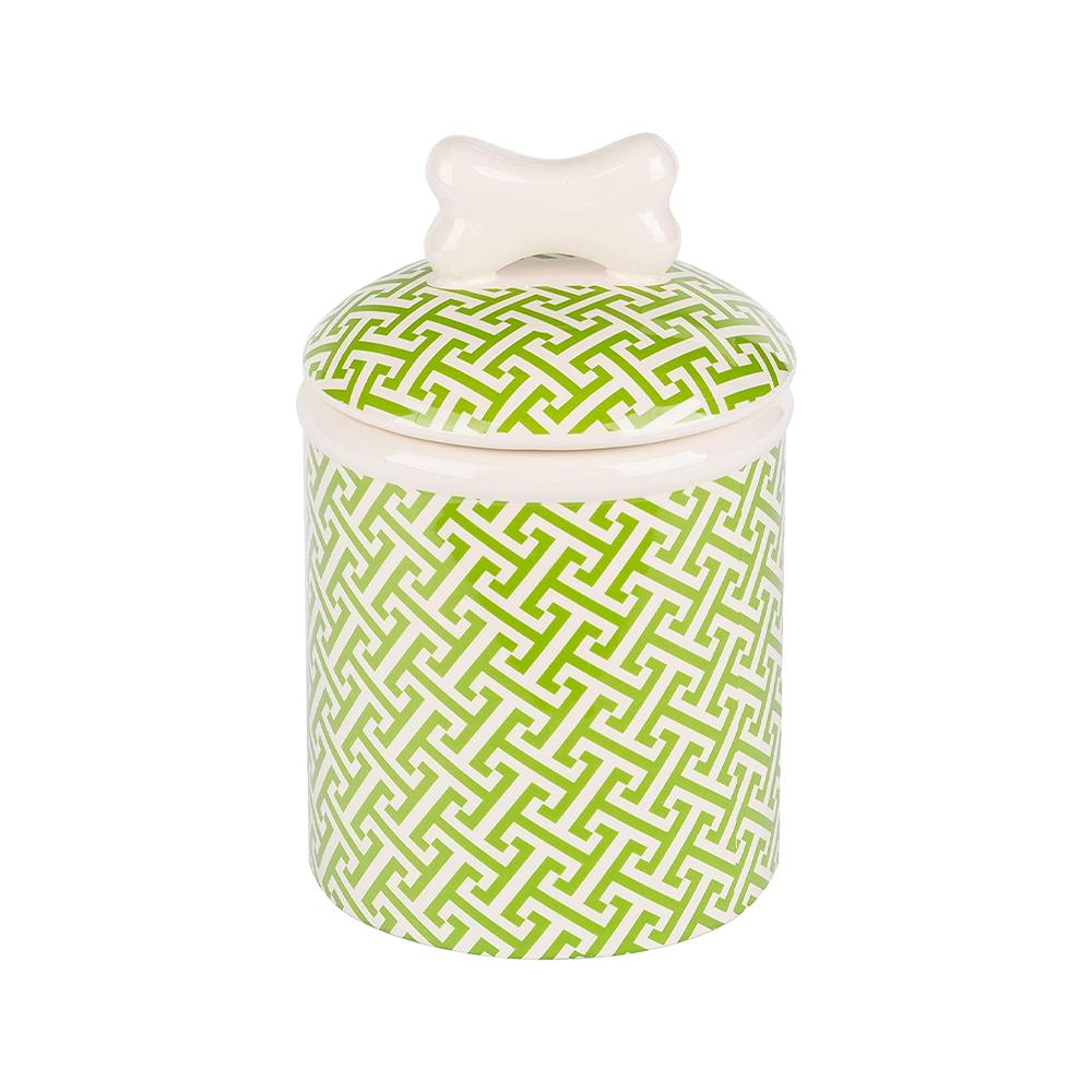 Dog Treat Jar Green Trellis- Small