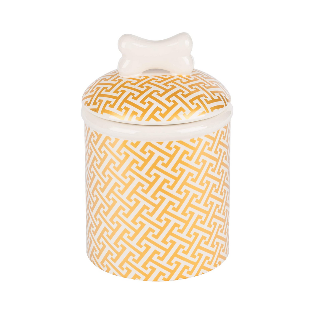 Dog Treat Jar Gold Trellis - Medium