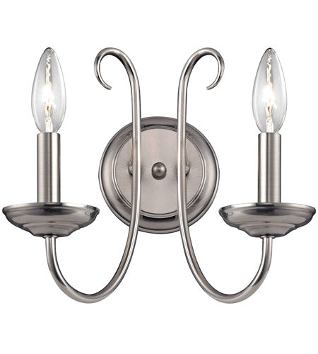 2 Light 12 inch Brushed Nickel Wall Light